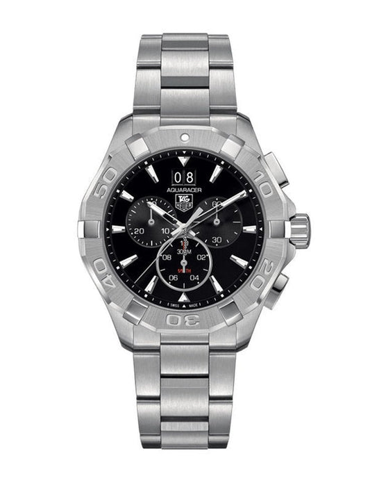 Tag Heuer Aquaracer Quartz Chronograph Black Dial Silver Steel Strap Watch For Men Cay1110 Ba0927