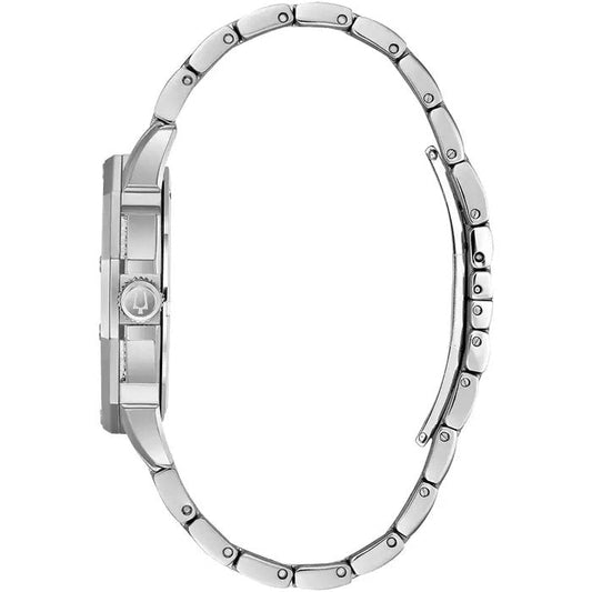 Bulova Crystal Mens Silver Watch 96c134