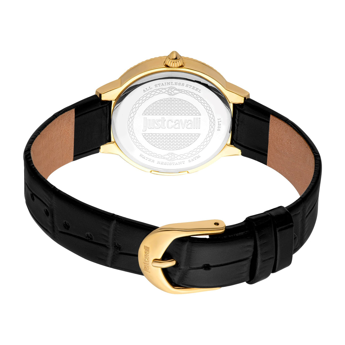 Just Cavalli Puntale Black Leather Yellow Gold