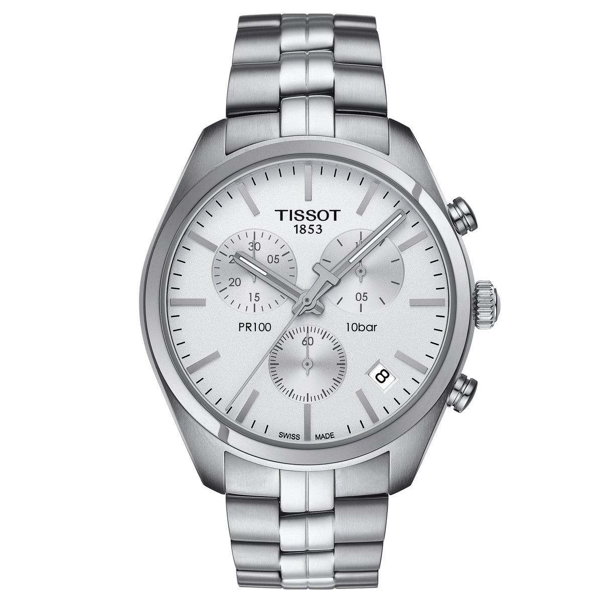 Tissot Pr 100 Chronograph Mens Silver Watch T1014171103100