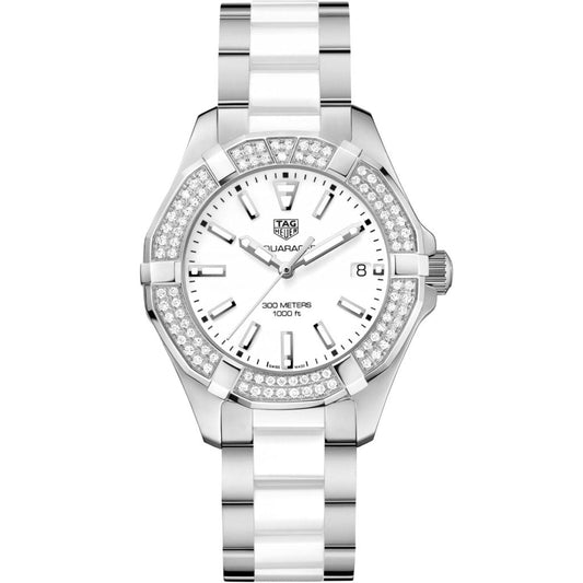 Tag Heuer Aquaracer Diamonds White Dial Two Tone Steel Strap Watch For Women Way131f Ba0914