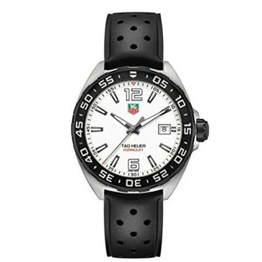 Tag Heuer Formula 1 Quartz White Dial Black Rubber Strap Watch For Men Waz1111 Ft8023