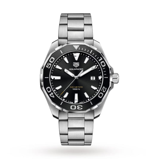 Tag Heuer Aquaracer Quartz Black Dial Stainless Steel Mens Watch Way101a Ba0746
