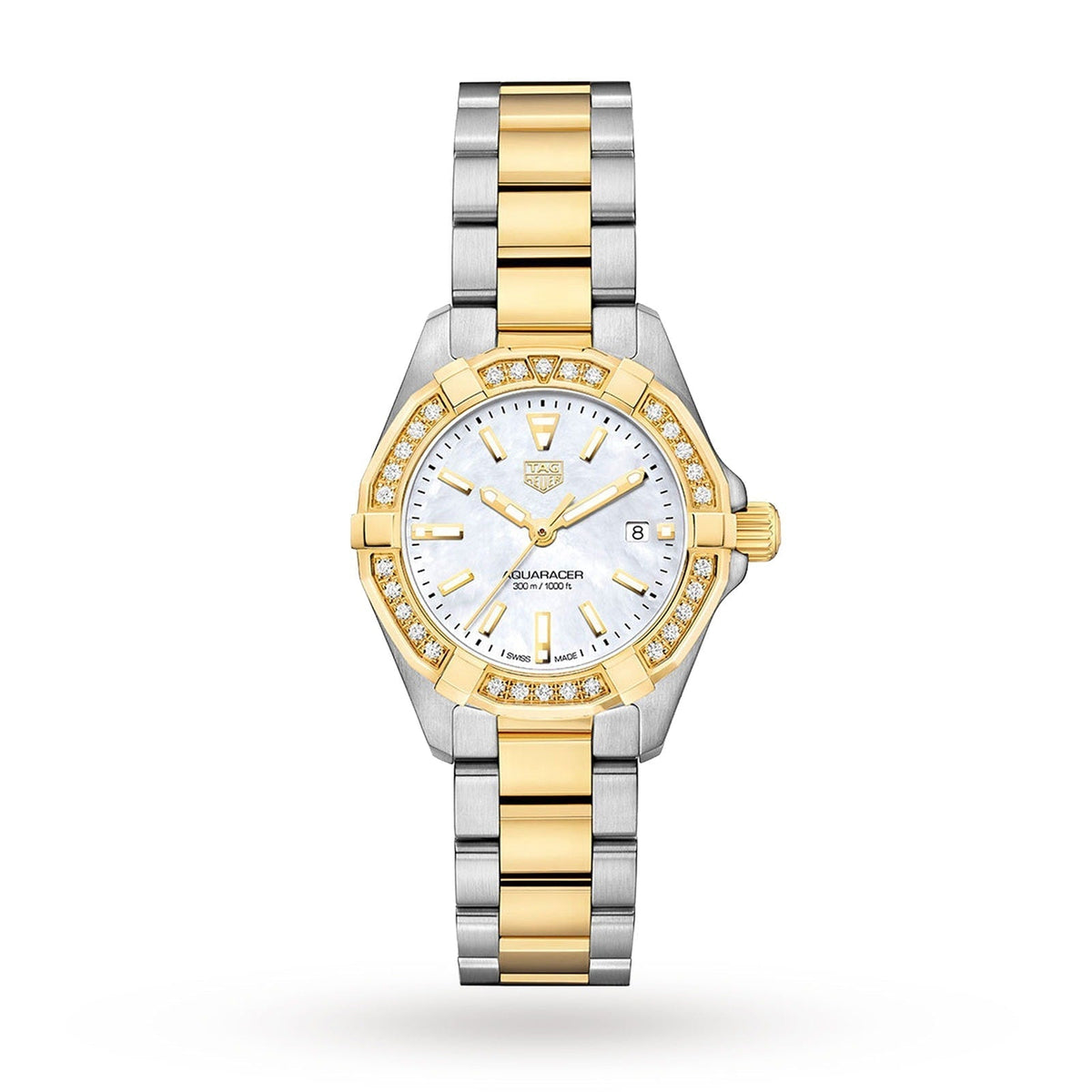 Tag Heuer Aquaracer Diamonds Mother Of Pearl Dial Two Tone Steel Strap Watch For Women Wbd1421 Bb0321