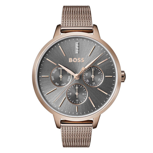 Hugo Boss Womens 1502424 Symphony Gold Tone Mesh Bracelet Watch