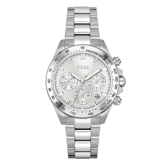 Hugo Boss Mens 1502616 Chronograph Stainless Steel Watch With Silver Dial