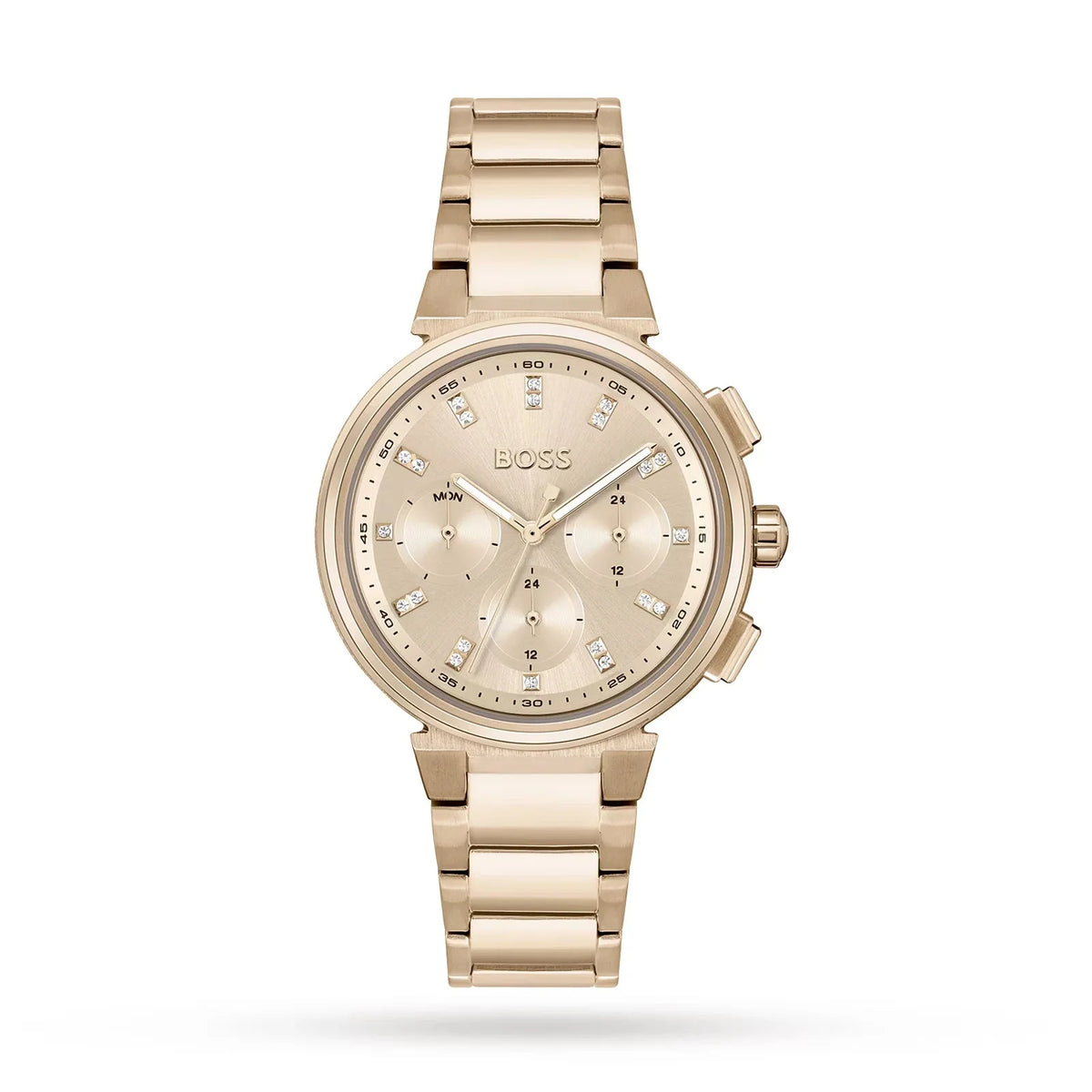 Hugo Boss Womens 1502592 Pandora Gold Tone Stainless Steel Watch With Black Dial