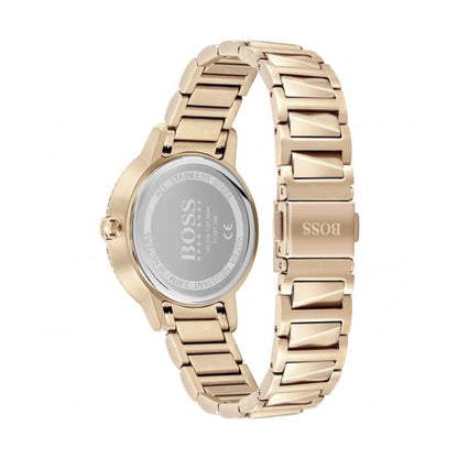 Hugo Boss Womens 1502540 Signature Rose Gold Tone Stainless Steel Watch