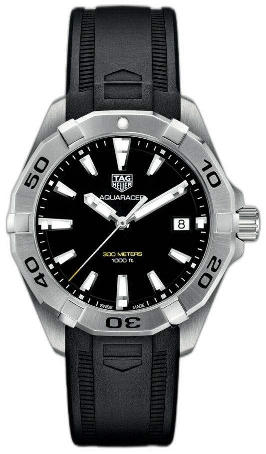 Tag Heuer Aquaracer Quartz Black Dial Black Rubber Strap Watch For Men Wbd1110 Ft8021