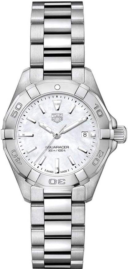 Tag Heuer Aquaracer Quartz Mother Of Pearl White Dial Silver Steel Strap Watch For Women Wbd1411 Ba0741