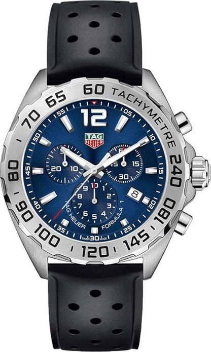 Tag Heuer Formula 1 Chronograph Blue Dial Black Rubber Strap Watch For Men Caz101k Ft8024