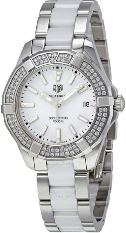 Tag Heuer Aquaracer Diamonds White Dial Two Tone Steel Strap Watch For Women Way131f Ba0914