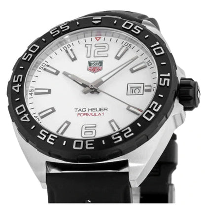 Tag Heuer Formula 1 Quartz White Dial Black Rubber Strap Watch For Men Waz1111 Ft8023
