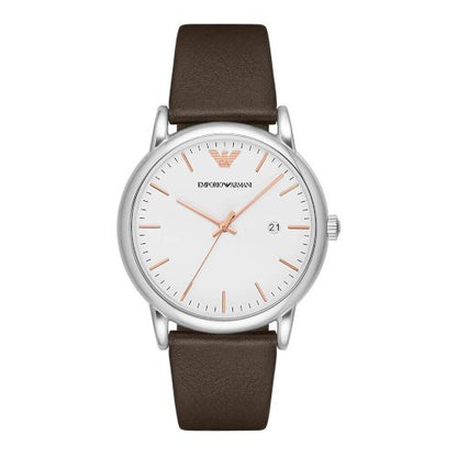 Emporio Armani Herren White Dial Brown Leather Strap Watch For Men Ar11103