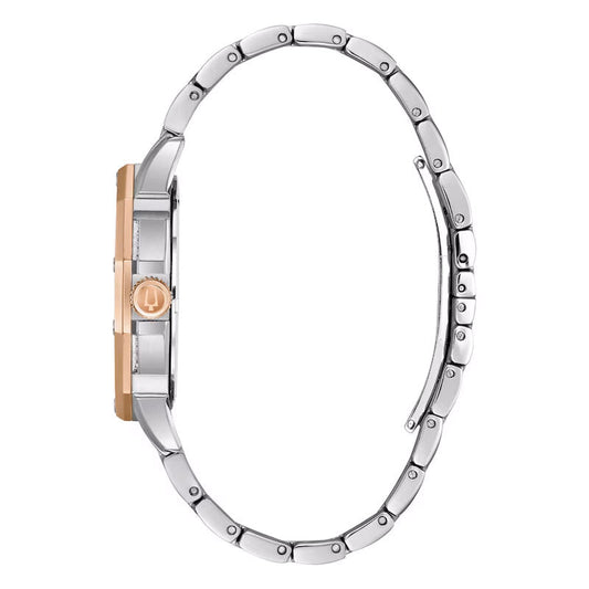 Bulova Crystal Mens Silver Watch 98c133