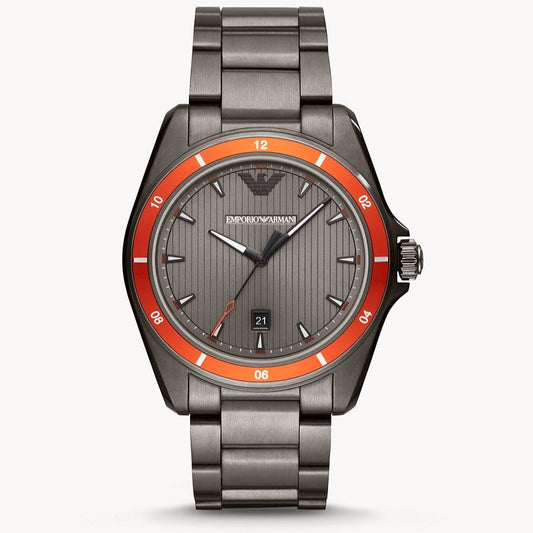 Emporio Armani Sigma Quartz Grey Dial Grey Steel Strap Watch For Men Ar11178