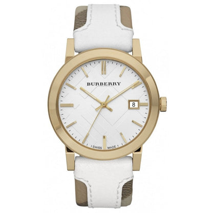 Burberry Watch The City Check Stamped White Gold Pvd Bu9015