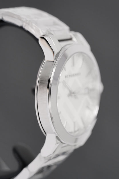 Burberry Mens Watch The City Engraved Checked Steel Bu9037