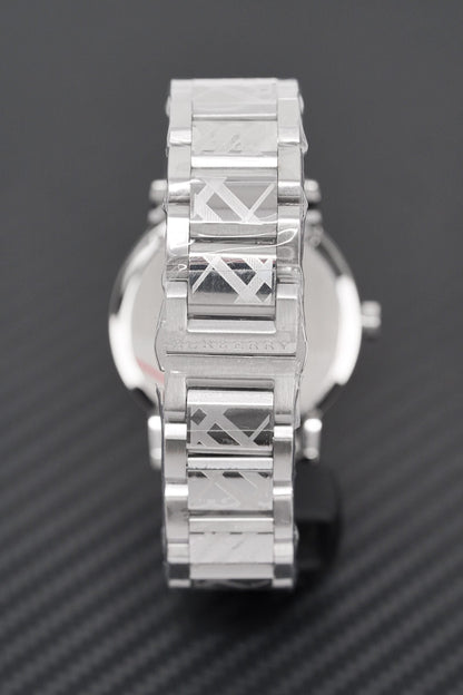 Burberry Mens Watch The City Engraved Checked Steel Bu9037
