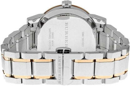 Burberry Ladies Watch Diamond Check Stamped Two Tone Bu9127