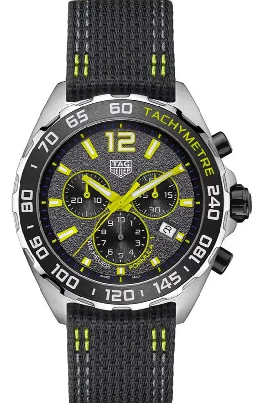 Tag Heuer Formula 1 Quartz Chronograph Grey Dial Black Nylon Strap Watch For Men Caz101ag Fc8304