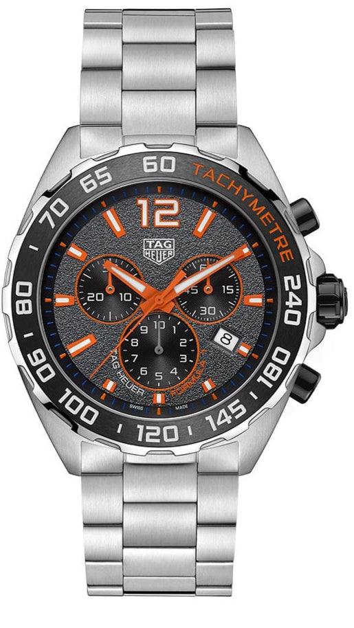 Tag Heuer Formula 1 Chronograph Ceramic Black Dial Silver Steel Strap Watch For Men Caz101ah Ba0842
