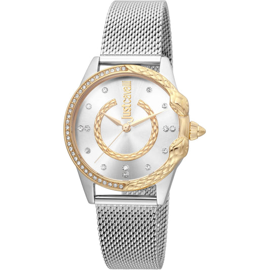 Just Cavalli JC Giro Steel Silver Yellow Gold Serpente Zircons