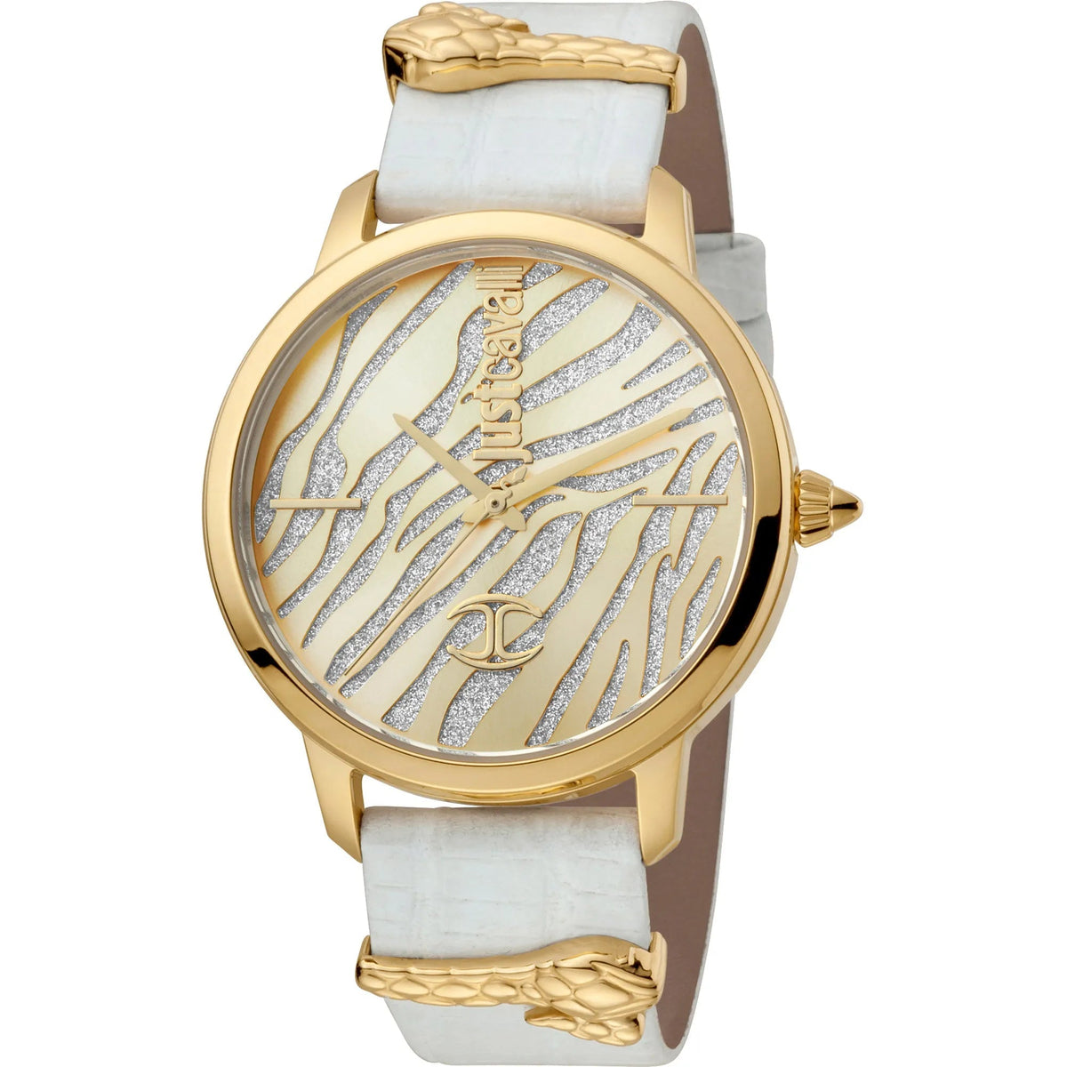 Just Cavalli Just per me Leather White Yellow Gold Zebra Glitter