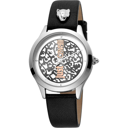 Just Cavalli Black Silver Leopard Logo