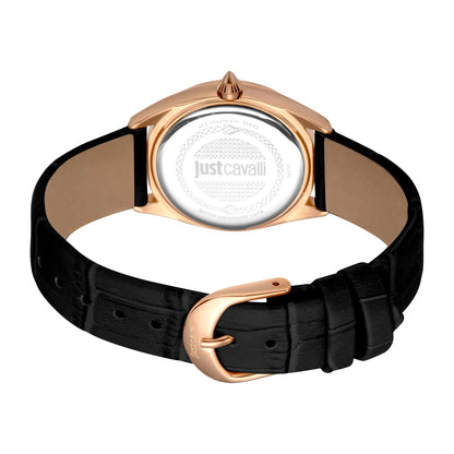 Just Cavalli Prestigio Leather Black Rose Gold