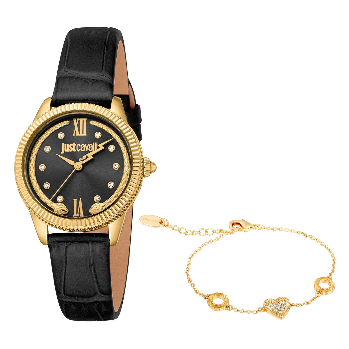 Just Cavalli Lovestruck Valentines Leather Black YG