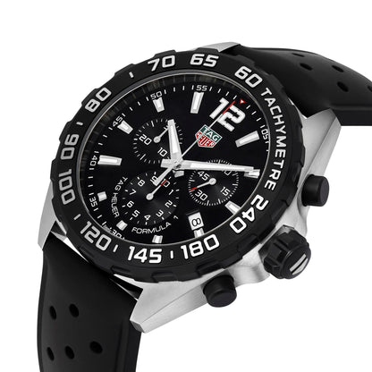 Tag Heuer Formula 1 Quartz Chronograph 43mm Mens Watch Stainless Steel Case With Black Rubber Strap Black Dial 1