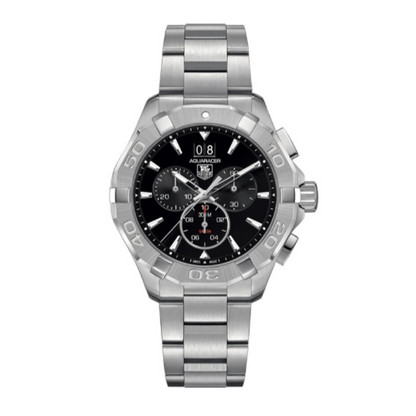 Tag Heuer Aquaracer Quartz Chronograph Black Dial Silver Steel Strap Watch For Men Cay1110 Ba0927