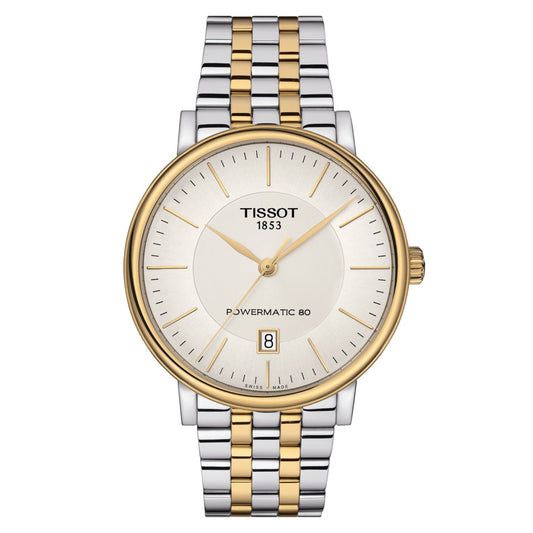 Tissot Mens Watch Carson Auto T Classic 40mm Silver Gold T1224072203100