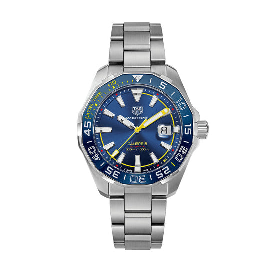 Tag Heuer Aquaracer Caliber 5 Match Timer Shinji Kagawa Edition Blue Dial Silver Steel Strap Watch For Men Way201h Ba0927