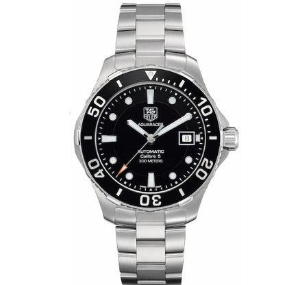 Tag Heuer Aquaracer Automatic Caliber 5 Black Dial Silver Steel Strap Watch For Men Wan2110 Ba0822