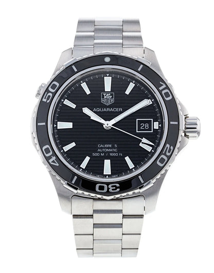 Tag Heuer Aquaracer Caliber 5 Automatic Black Dial Silver Steel Strap Watch For Men Wak2110 Ba0830