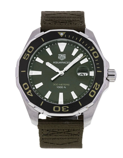 Tag Heuer Aquaracer Black Dial Khakhi Green Nato Strap Watch For Men Way101e Fc8222