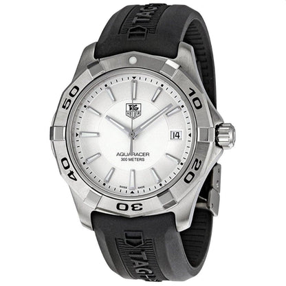 Tag Heuer Aquaracer Caliber 5 White Dial Black Rubber Strap Watch For Men Way2111 Ft8021