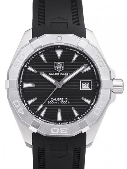 Tag Heuer Aquaracer Automatic Caliber 5 Black Dial Black Rubber Strap Watch For Men Way2110 Ft8021