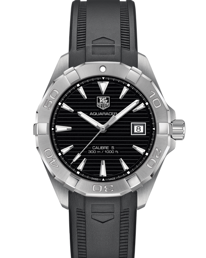 Tag Heuer Aquaracer Automatic Caliber 5 Black Dial Black Rubber Strap Watch For Men Way2110 Ft8021