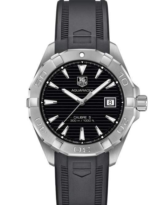 Tag Heuer Aquaracer Automatic Caliber 5 Black Dial Black Rubber Strap Watch For Men Way2110 Ft8021