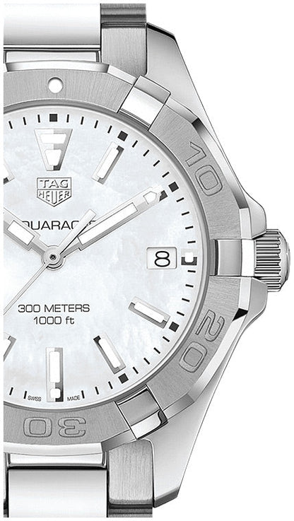 Tag Heuer Aquaracer Mother Of Pearl Dial Silver Steel Strap Watch For Women Wbd131a Ba0748
