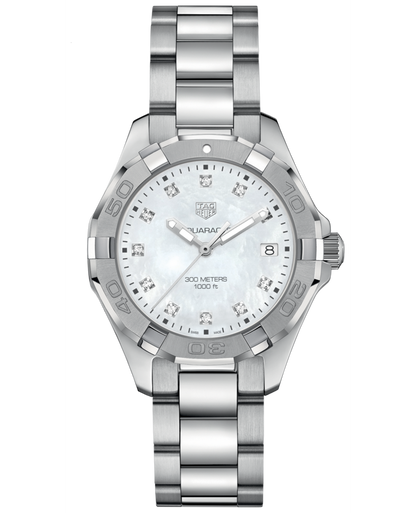 Tag Heuer Aquaracer Diamonds Mother Of Pearl Dial Silver Steel Strap Watch For Women Wbd131b Ba0748