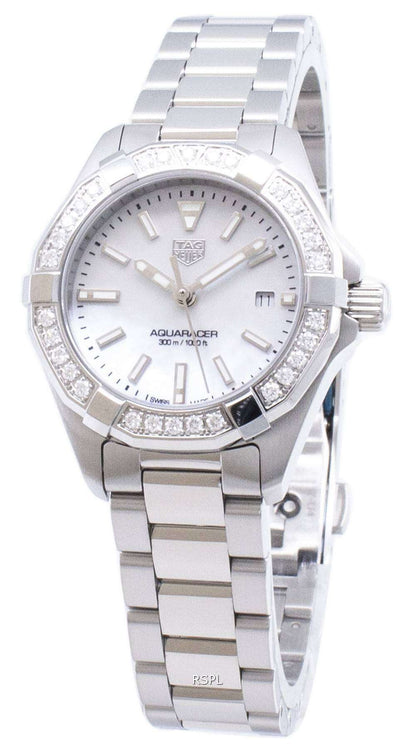 Tag Heuer Aquaracer Diamonds Mother Of Pearl White Dial Silver Steel Strap Watch For Women Wbd1413 Ba0741