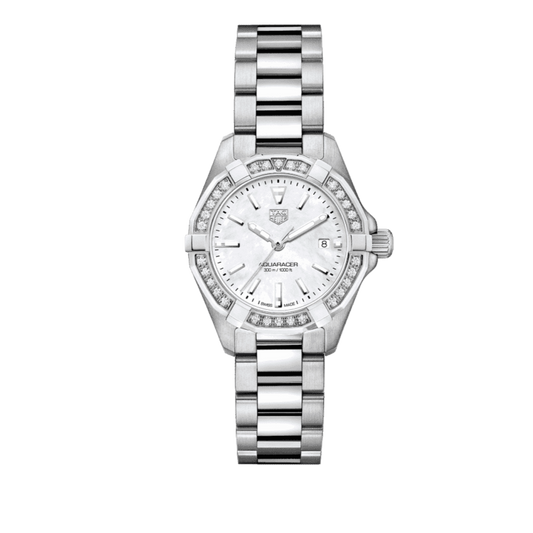 Tag Heuer Aquaracer Diamonds Mother Of Pearl White Dial Silver Steel Strap Watch For Women Wbd1413 Ba0741