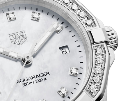 Tag Heuer Aquaracer Diamonds White Dial Silver Steel Strap Watch For Women Wbd1415 Ba0741