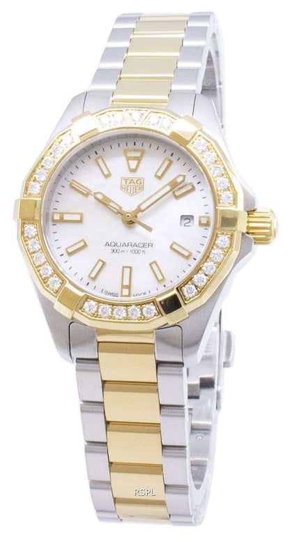 Tag Heuer Aquaracer Diamonds Mother Of Pearl Dial Two Tone Steel Strap Watch For Women Wbd1421 Bb0321