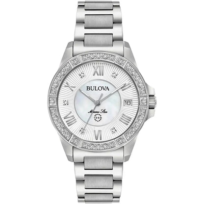 Bulova Marine Star Ladies Silver Watch 96r232