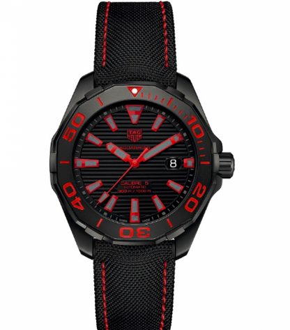 Tag Heuer Aquaracer Caliber 5 Black Dial Black Nylon Strap Watch For Men Way208a Fc6381